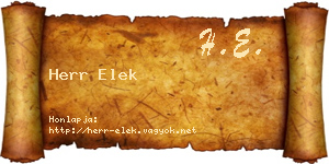 Herr Elek névjegykártya